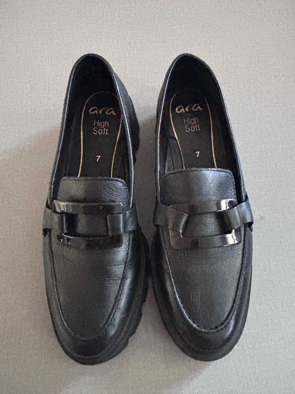 Ara high soft  Black Leather Men’s Slip-On Loafers
